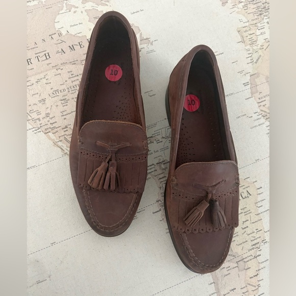 G.H.BASS Leather Tassel Kilt Loafers WIDE Width Men’s 10 E Whiskey - Picture 2 of 11